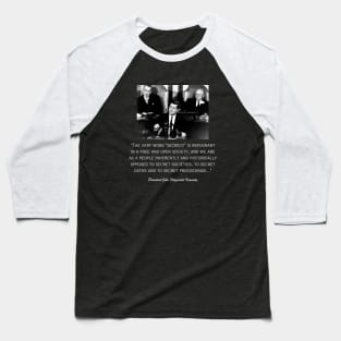 JFK's Secret Society Warning Baseball T-Shirt